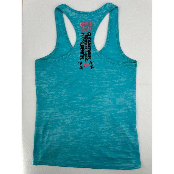 Next Level Apparel Teal Strong Is Beautiful Racer Back Top Weightlifting Gym  L - Picture 3 of 8